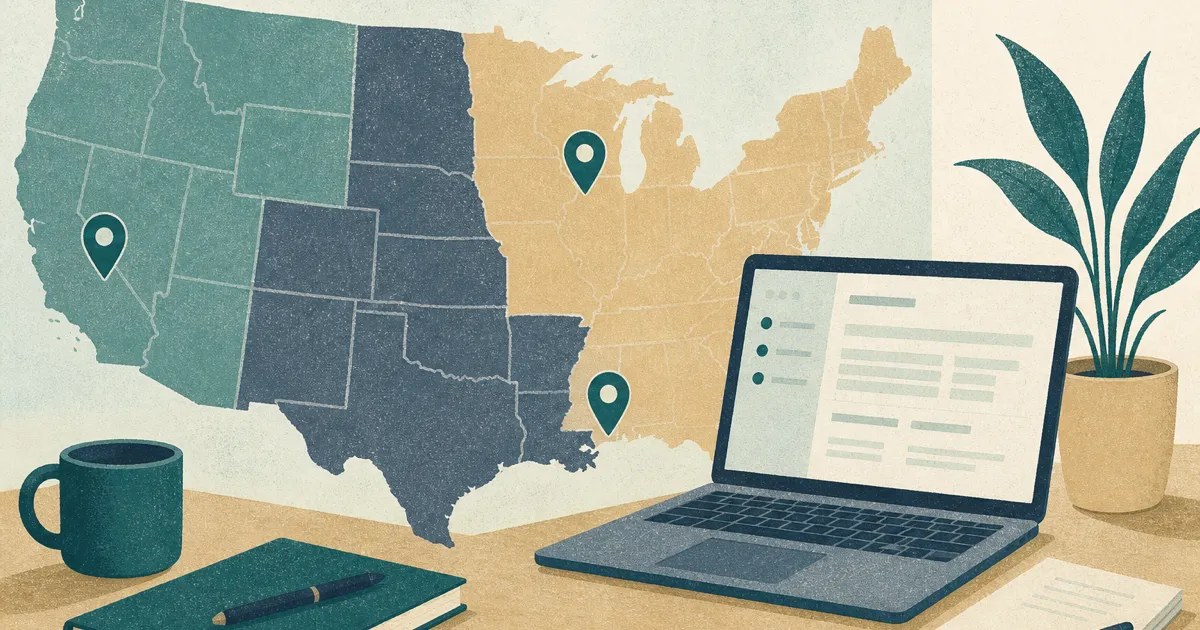 Medical student reviewing a US map while planning ERAS geographic preferences