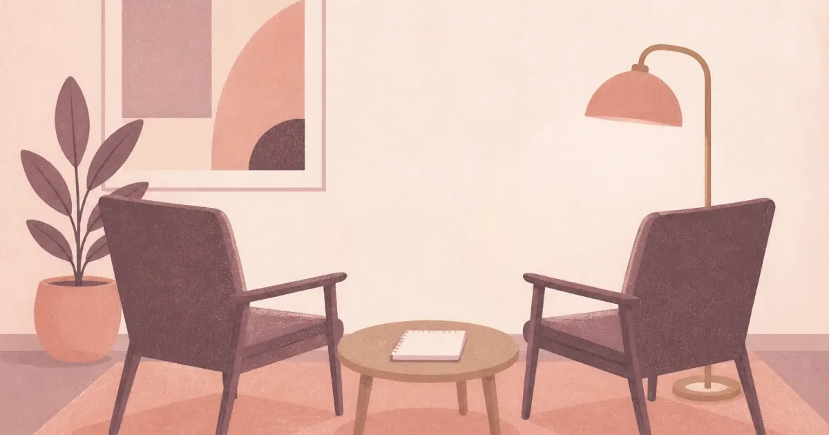 Two chairs and a blank notepad in a quiet interview room suggesting residency mock interview practice